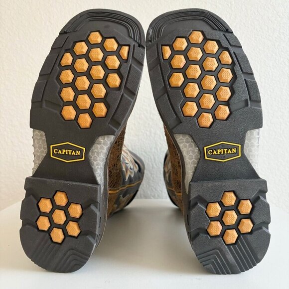 NEW Capitan Mens Cowboy Workboots Size 9D Western Brown Leather Square Toe Boots - Picture 8 of 10